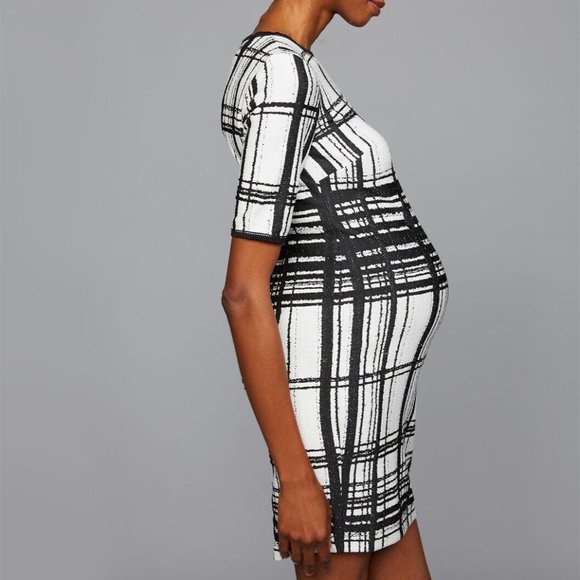NWT Textured Plaid Maternity Dress - Picture 2 of 5